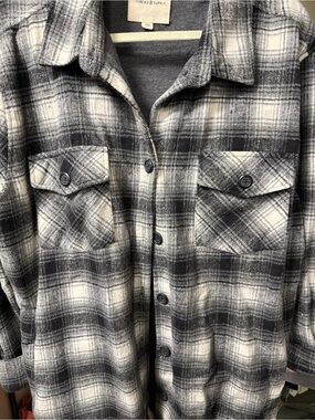 Thread & Supply Black and Gray Plaid Shirt Jacket